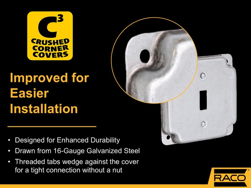 RACO Hubbell-Raco 800C 1 Toggle 4-Inch Square Exposed Work Cover - Image 2